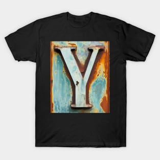 Rusty Letter Y Antique Monogram Letter Y Initial Alphabet T-Shirt